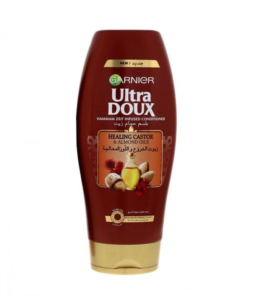 Garnier Ultra Doux Castor &amp; Almond Oil Conditioner 400ml بلسم حمام زيت باللوز والخروع