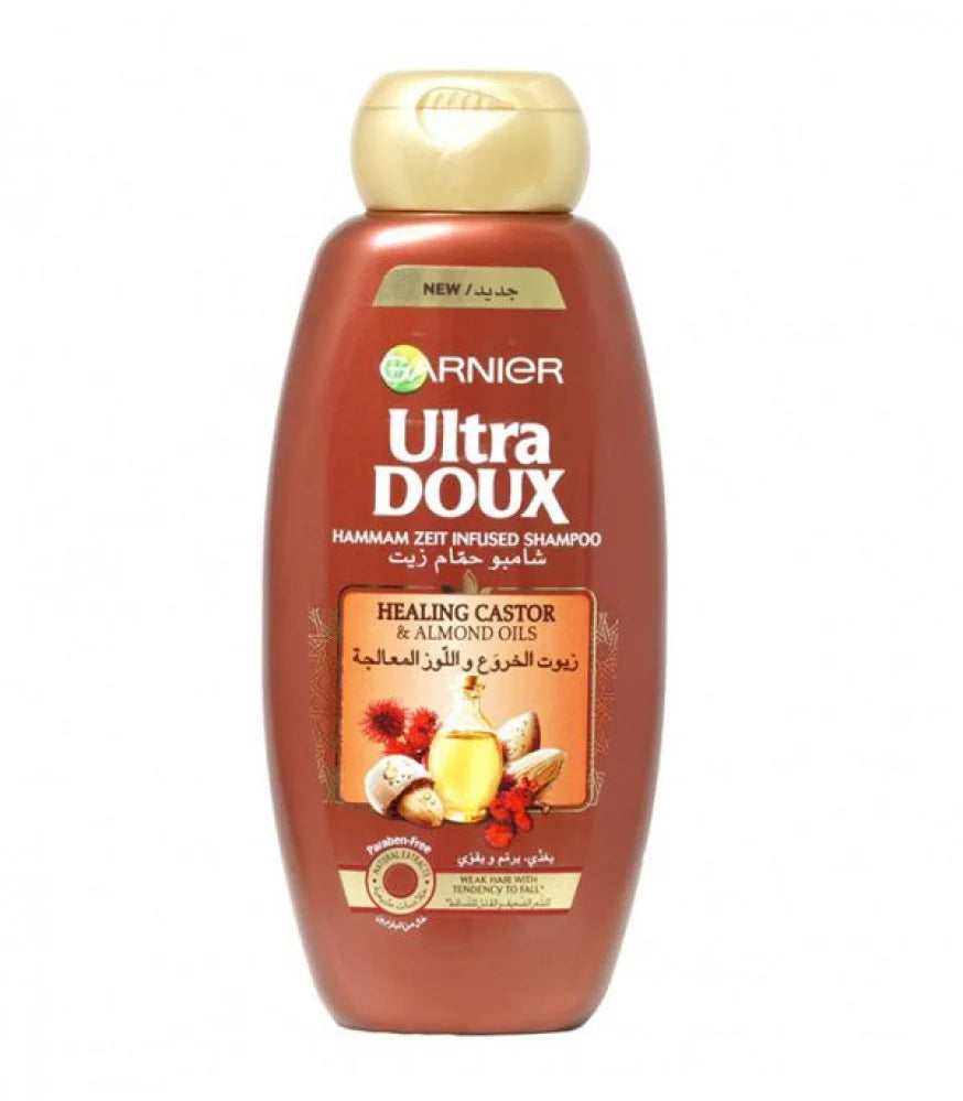 Garnier Ultra Doux Healing Castor &amp; Almond Oil Shampoo 400ml شامبو بزيت الخروع واللوز