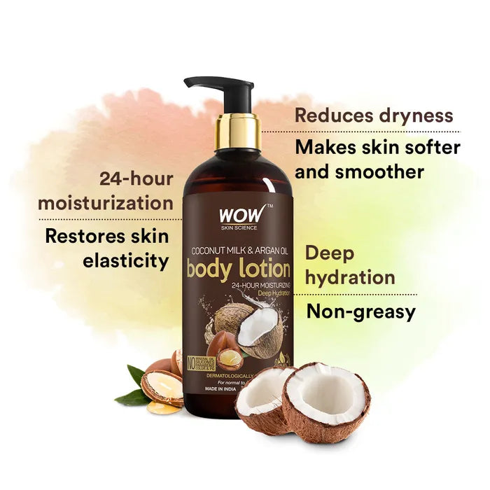 Wow Coconut Milk &amp; Argan Oil Body Lotion 400ml لوشن الجسم بزيت الأرغان