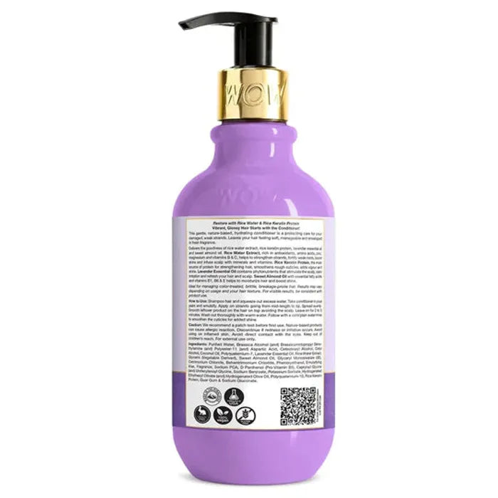 Wow Rice Water &amp; Lavender Oil Conditioner 300ml بلسم ماء الأرز وزيت اللافندر