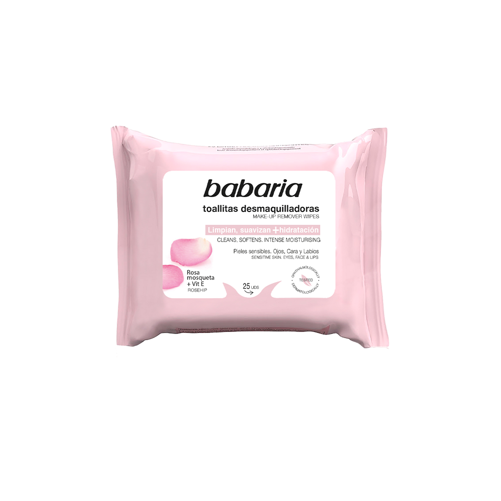 Babaria Rosehip Makeup Remover Wipes 25 Pcs مناديل لإزالة المكياج