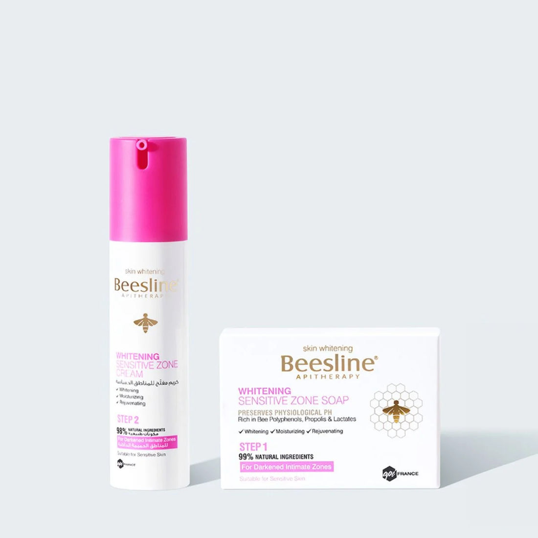 Offer Beesline Whitening Sensitive Zone Cream 50ml + Soap Bar 100g عرض كريم وصابون لتفتيح المناطق الحساسة (Copy)