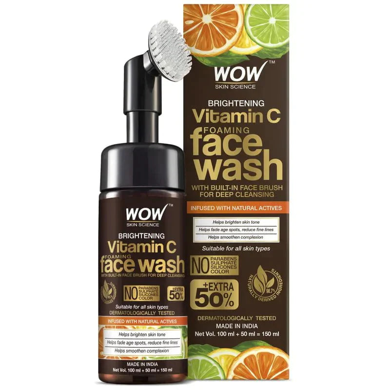 Wow Brightening Vitamiv C Foaming Face Wash 150ml غسول فيتامين سي للوجه مع فرشاة