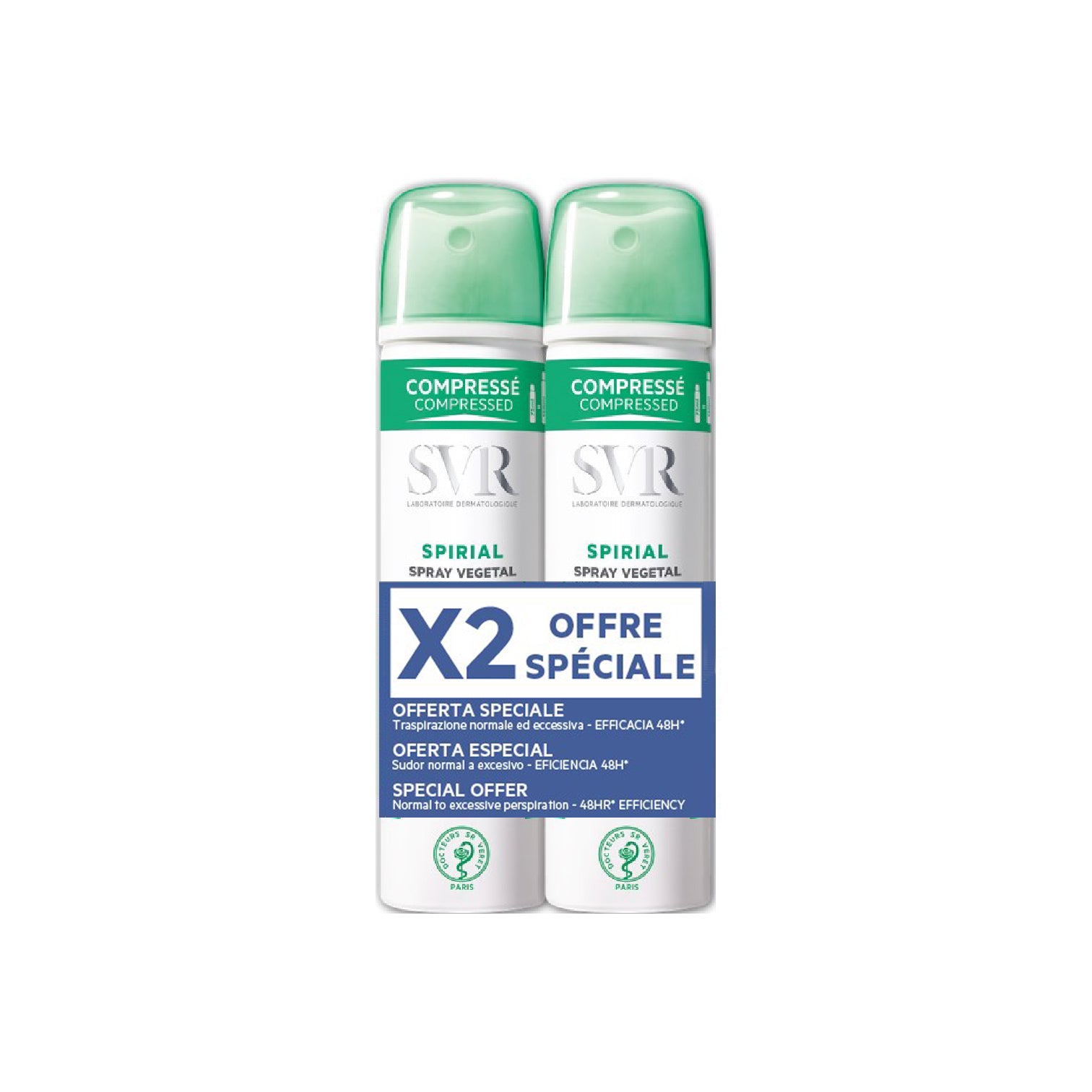 SVR Spirial Deodorant Spray Vegetal Special Offer 75ml 2pcs مضاد للتعرق