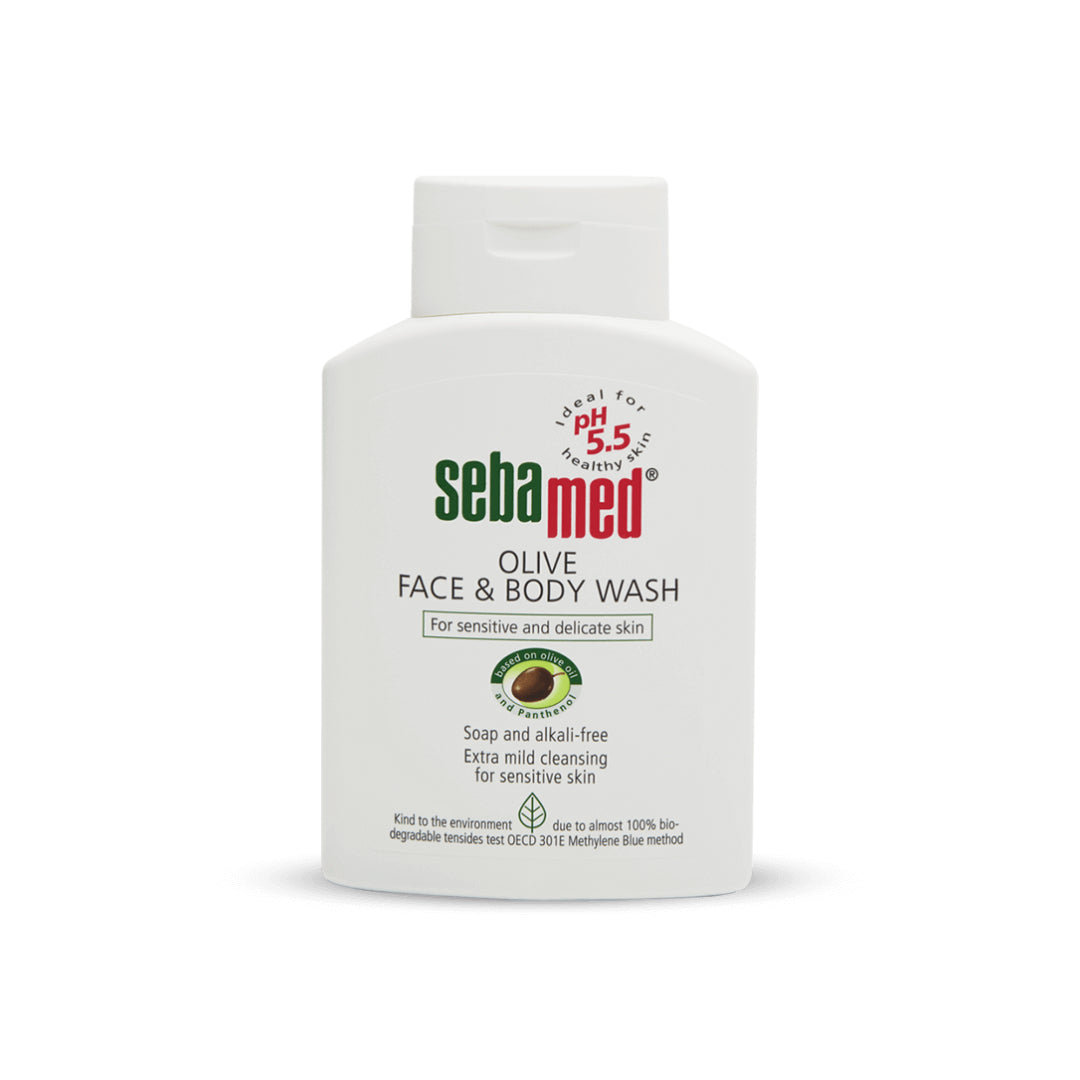 Sebamed Olive Face &amp; Body Wash 200 ml غسول للوجه والجسم للبشرة الجافة الحساسة