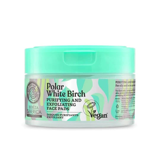 Natura Siberica Polar White Birch Purifying &amp; Exfoliating Pads 20 Pcs أقراص التقشير والنضارة