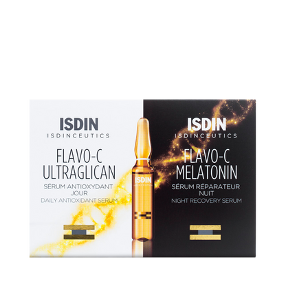 ISDIN Ceutics Flavo-C Ultraglycan &amp; Melatonin 20 ampule* 2ml سيروم فيتامين سي النهاري و سيروم ليلي مضاد الشيخوخة